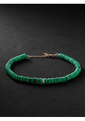 Mateo - Gold, Malachite and Diamond Beaded Bracelet - Men - Green