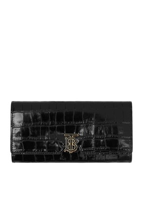 Burberry Croc-Embossed Leather Tb Continental Wallet