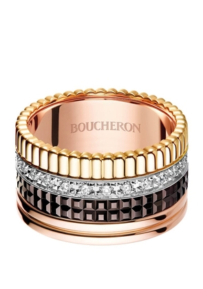 Boucheron Large Mixed Gold And Diamond Quatre Classique Ring