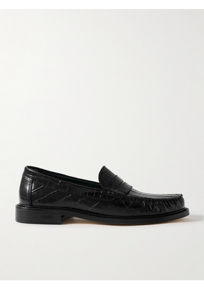 VINNY's - Yardee Croc-Effect Leather Penny Loafers - Men - Black - EU 40