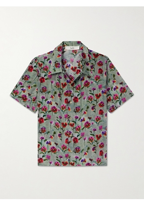 Séfr - Noam Camp-Collar Floral-Print Satin Shirt - Men - Green - S