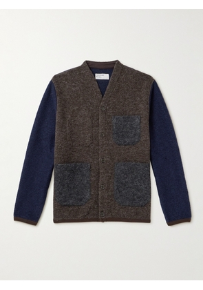 Universal Works - Colour-Block Wool-Blend Fleece Cardigan - Men - Brown - XS