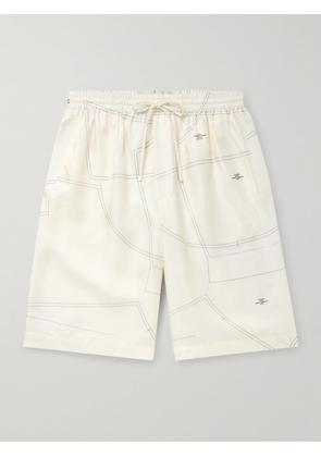 RÓHE - Straight-Leg Printed Silk-Twill Drawstring Shorts - Men - Neutrals - IT 46