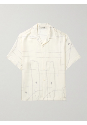 RÓHE - Camp-Collar Printed Silk-Twill Shirt - Men - Neutrals - IT 46
