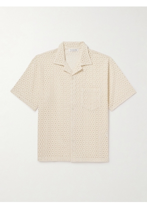 The Frankie Shop - Landon Camp-Collar Broderie Anglaise Cotton Shirt - Men - Neutrals - XS