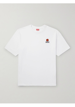 KENZO - Appliquéd Logo-Embroidered Cotton-Jersey T-Shirt - Men - White - XS