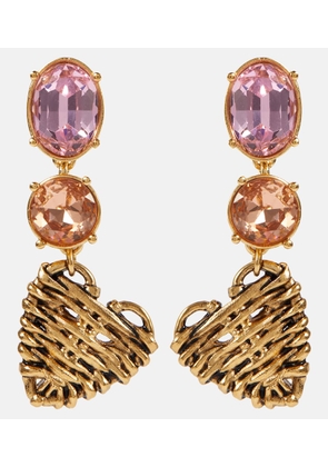 Oscar de la Renta Rattan Heart embellished earrings