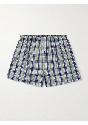 Hanro - Fancy Checked Cotton Boxer Shorts - Men - Blue - S
