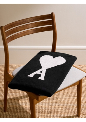 AMI PARIS - Logo-Jacquard Cotton-Terry Towel - Men - Black