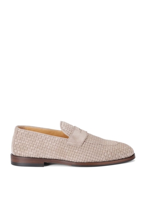 Brunello Cucinelli Leather Woven Loafers