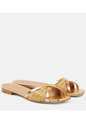 Malone Souliers Penn raffia and metallic leather sandals