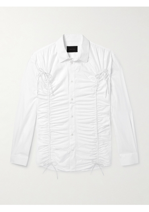 Simone Rocha - Bow-Embellished Ruched Cotton-Poplin Shirt - Men - White - S