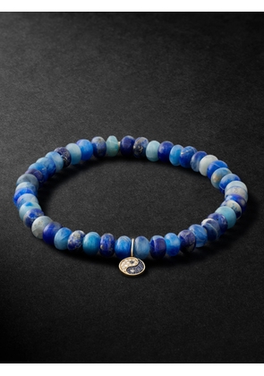 Sydney Evan - Small Yin Yang Rhodium-Plated Multi-Stone Beaded Bracelet - Men - Blue