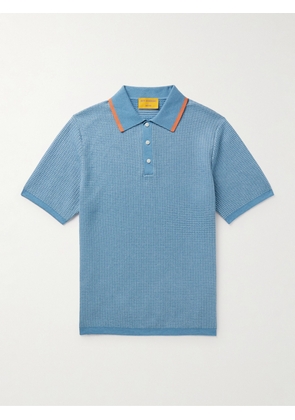 Guest In Residence - Striped Textured-Knit Cotton Polo Shirt - Men - Blue - S