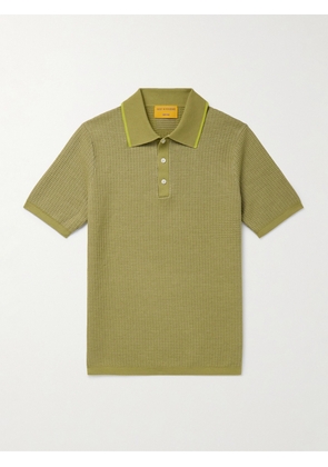 Guest In Residence - Striped Textured-Knit Cotton Polo Shirt - Men - Green - S