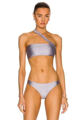 JADE SWIM Halo Bikini Top in Periwinkle Sheen - Grey. Size L (also in ).