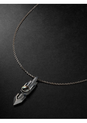 Jacques Marie Mage - Natrona Limited Edition Burnished Silver, Gold and Blackjack Turquoise Pendant Necklace - Men - Silver
