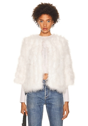 Yves Salomon Feather Cropped Jacket in Meringue - White. Size 42 (also in ).