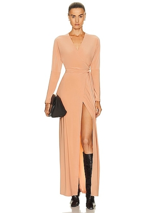 Norma Kamali Dolman Wrap Straight Gown in Salmon - Peach. Size S (also in ).