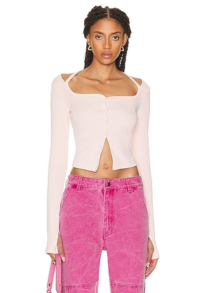 Helmut Lang Square Neck Cardigan in Lucid Pink - Blush. Size L (also in ).