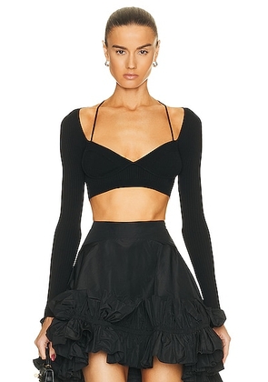 AKNVAS Crystal Long Sleeve Top in Black - Black. Size L (also in ).
