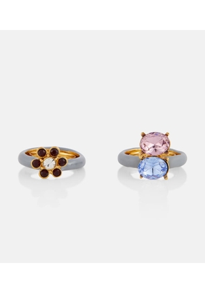 Oscar de la Renta Set of two crystal-embellished rings