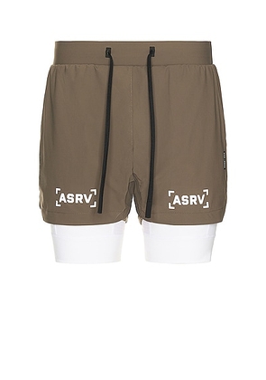 ASRV Tetra-lite 5 Liner Short in Deep Taupe/white - Taupe. Size S (also in XL/1X).