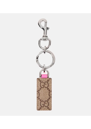 Gucci Ophidia leather-trimmed canvas keychain