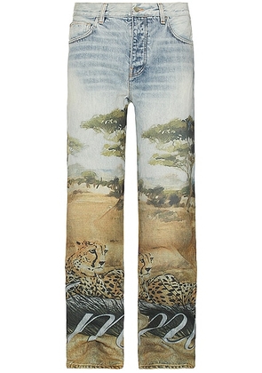 Amiri Printed Safari Straight Jean in Stone Indigo - Blue. Size 30 (also in ).