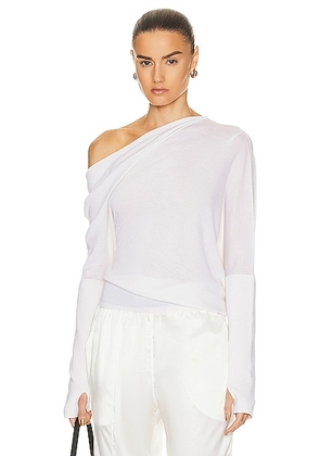 TOM FORD Cashmere Off The Shoulder Top in Chalk - White. Size L (also in ).