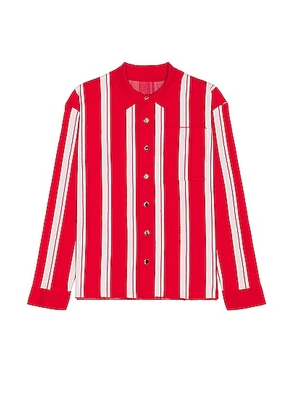 JACQUEMUS La Chemise Maille Polo in Multi Red - Red. Size M (also in S).
