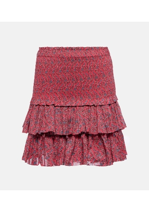 Marant Etoile Naomi shirred tiered cotton miniskirt