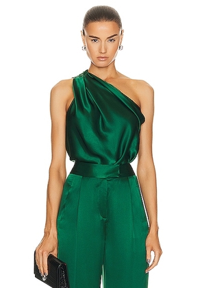 The Sei One Shoulder Drape Top in Pine - Green. Size 6 (also in ).