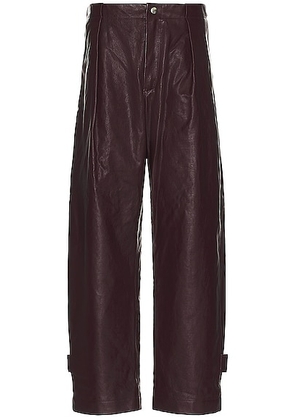Burberry Leather Trouser in Plum - Purple. Size L (also in M, S).
