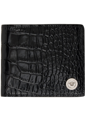 Versace Black Croc Medusa Biggie Wallet