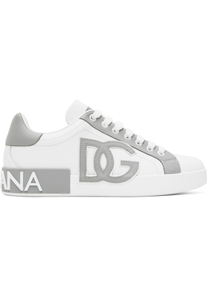 Dolce & Gabbana White & Gray Portofino Sneakers