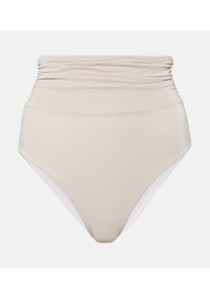 Max Mara Ruched high-rise Lurex® bikini bottoms