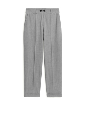 Tapered Wool Trousers - Grey