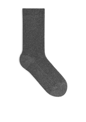 Cotton Rib Socks - Grey