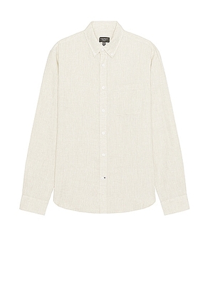 Club Monaco Long Sleeve Solid Linen Shirt in Natural - Cream. Size M (also in L, XL/1X).