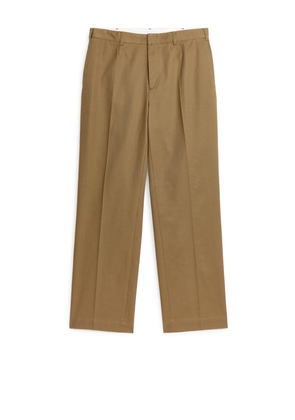 Tailored Wide-Fit Trousers - Beige