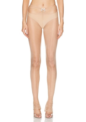 Mugler Cut Out Skinny Leg Pant in Beige - Tan. Size 34 (also in 36, 38, 40).