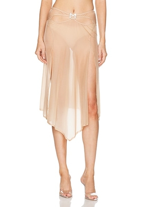Mugler Midi Skirt With Side Slit in Beige - Tan. Size 34 (also in 38, 40).