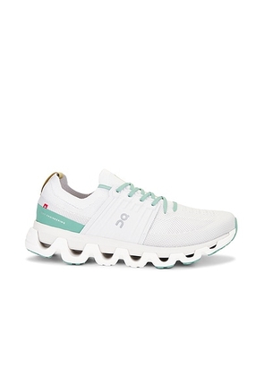 On Cloudswift 3 Sneaker in White & Green - White. Size 10 (also in 10.5, 11, 11.5, 12, 13, 7, 7.5, 8, 8.5, 9, 9.5).