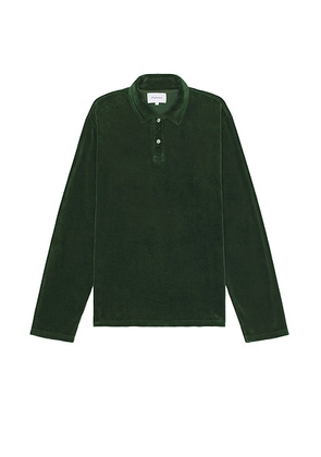Palmes Towel Long Sleeve Polo in Green - Green. Size L (also in M, S, XL/1X).