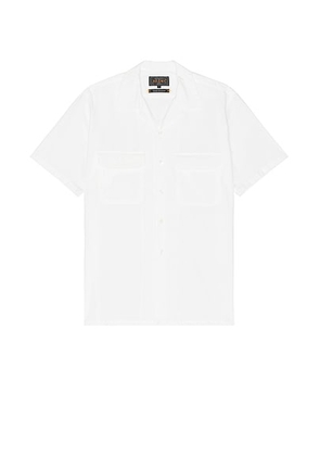 Beams Plus Open Collar Short Sleeve Peruvian Pima in White - White. Size L (also in M, S, XL/1X).