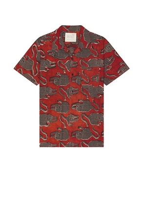 Kardo Chintan Shirt in Bp69 Chocolate - Red. Size L (also in M, S, XL/1X).