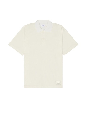 Norse Projects Espen Loose Printed Short Sleeve Polo in Ecru - White. Size L (also in M, S, XL/1X).