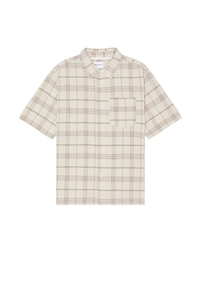 Norse Projects Ivan Relaxed Textured Check Short Sleeve Shirt in Oatmeal - Beige. Size M (also in L, S, XL/1X).