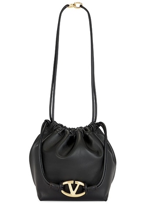 Valentino Garavani Medium V Logo Drawstring Bag in Black - Black. Size all.